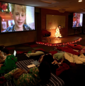 Employee perk christmas movie party