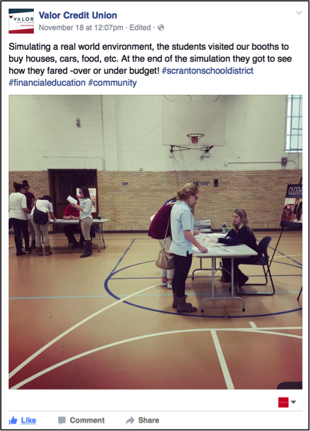 Visual Content Facebook post example