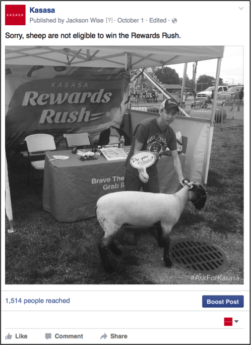 Visual Content Facebook post example
