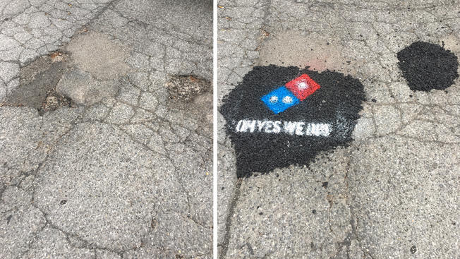 Dominos pizza avoids controversy with their social responsibility campaign to fix potholes in communities.
