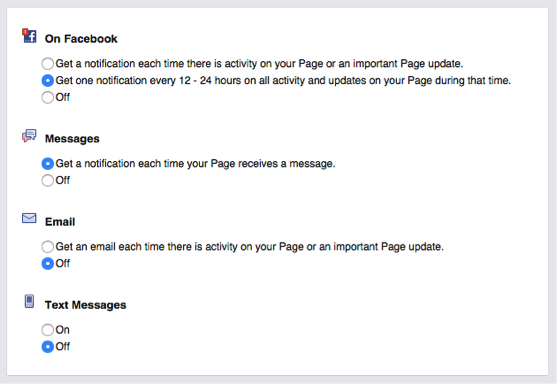 Edit Facebook notification settings 