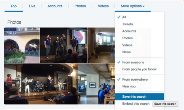 Twitter search more options
